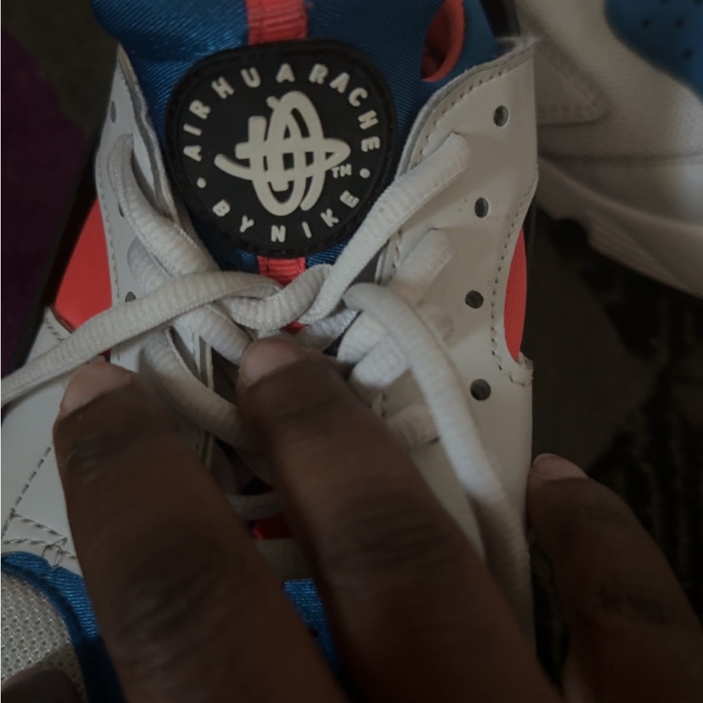 Nike White Sneakers with Pink and Blue Accents